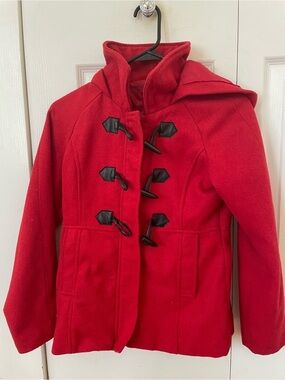 Velvet Girls' Red Hooded Pea Coat